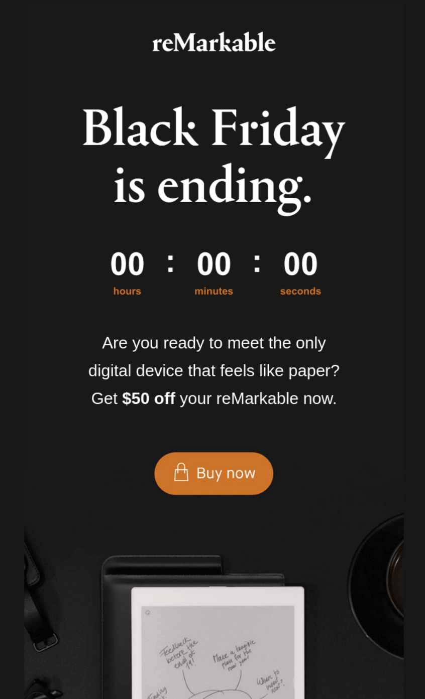 reMarkable's Black Friday email example