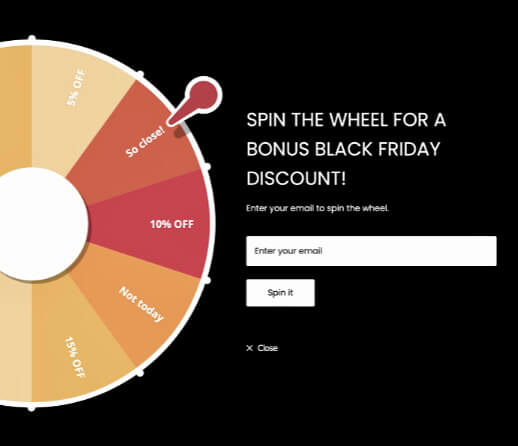 Spin-to-win gamified popup example
