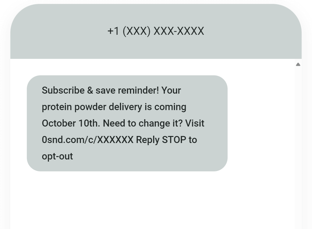 Subscribe and save SMS example