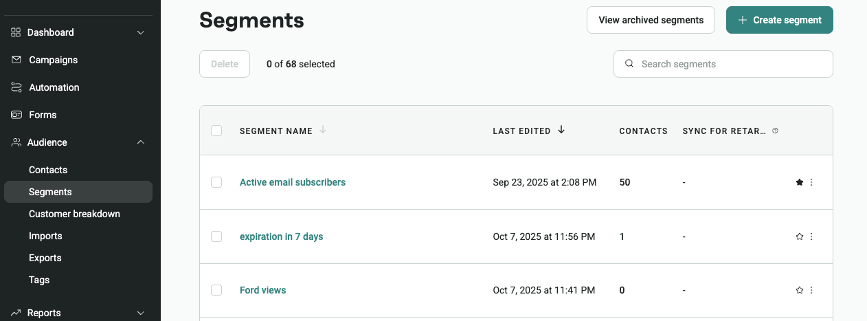 Using segments