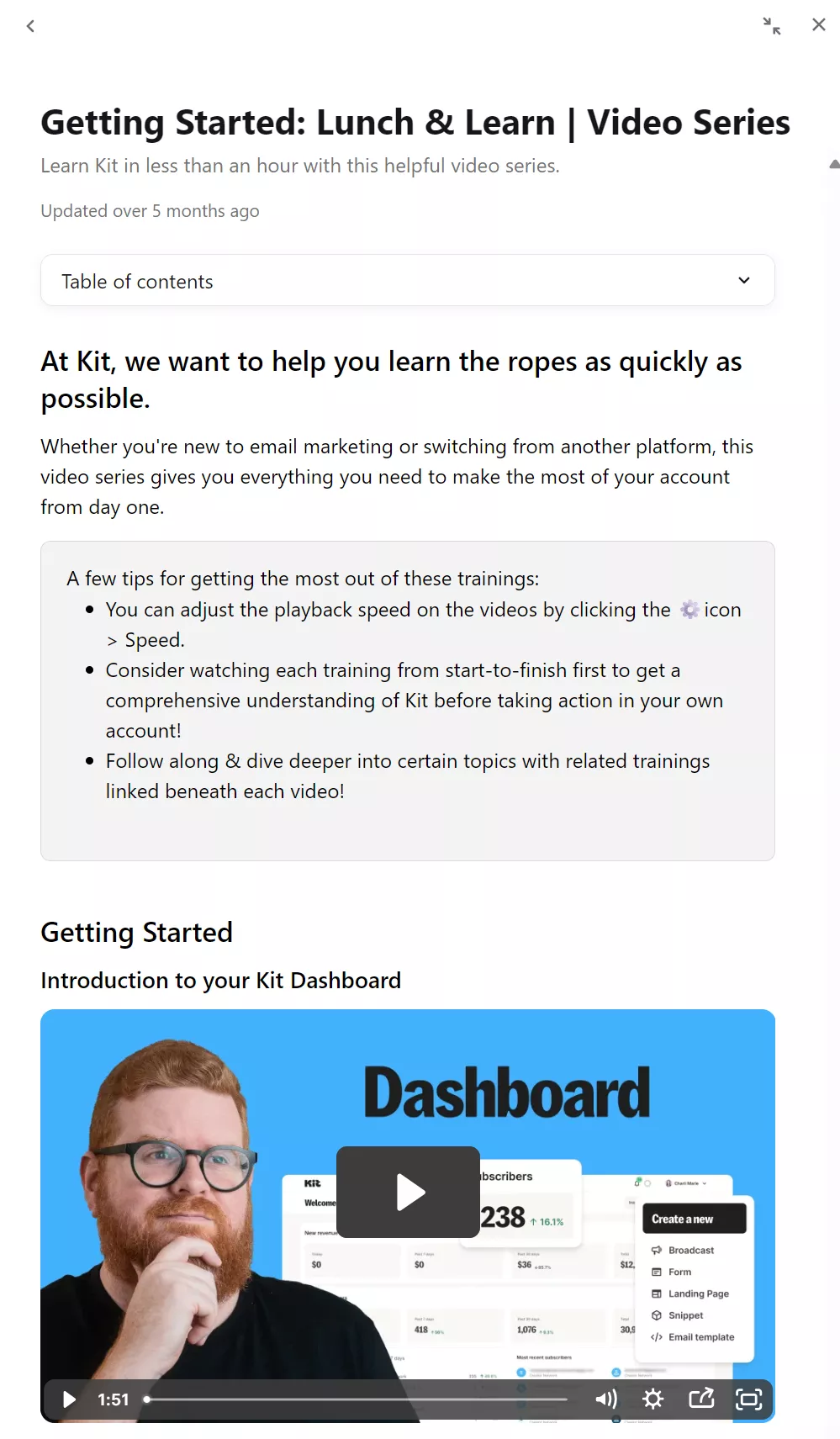 Video tutorials
