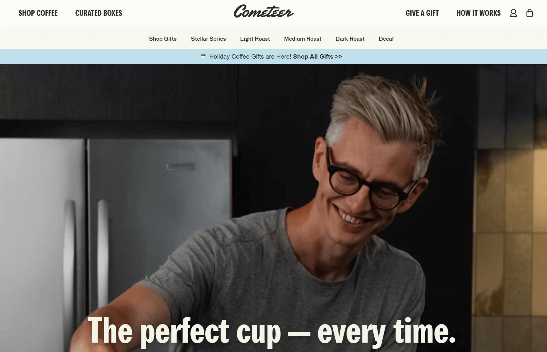 shopify subscription box business' cometeer home page