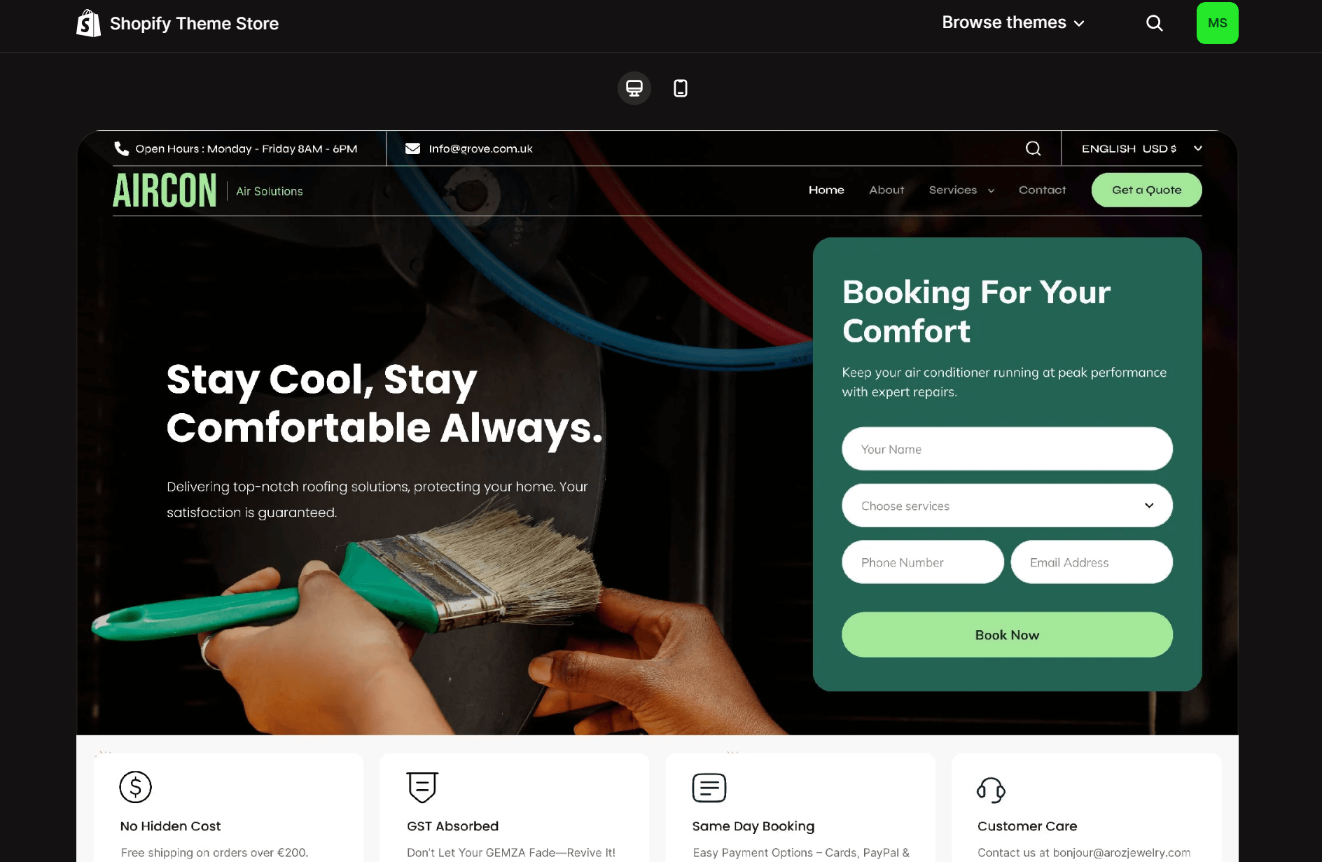 grove shopify theme preview