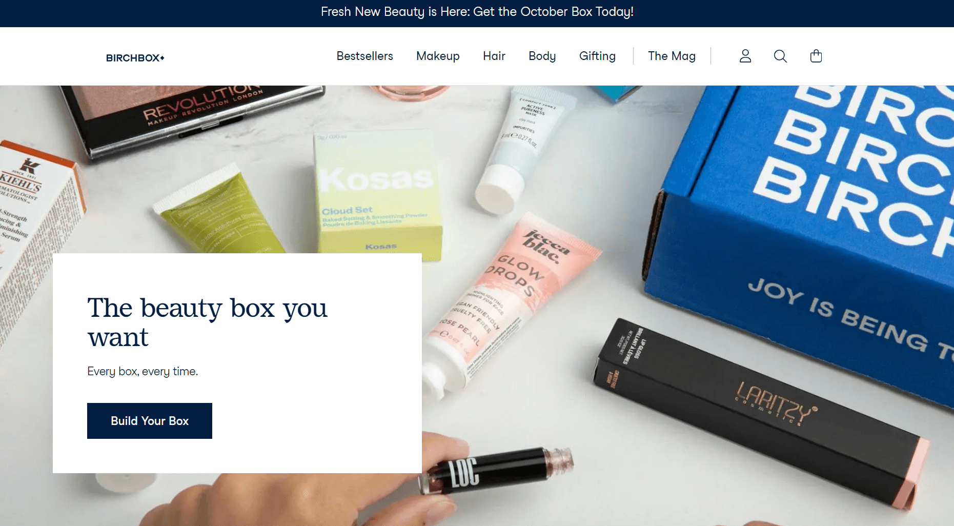 shopify subscription box business' Birchbox home page
