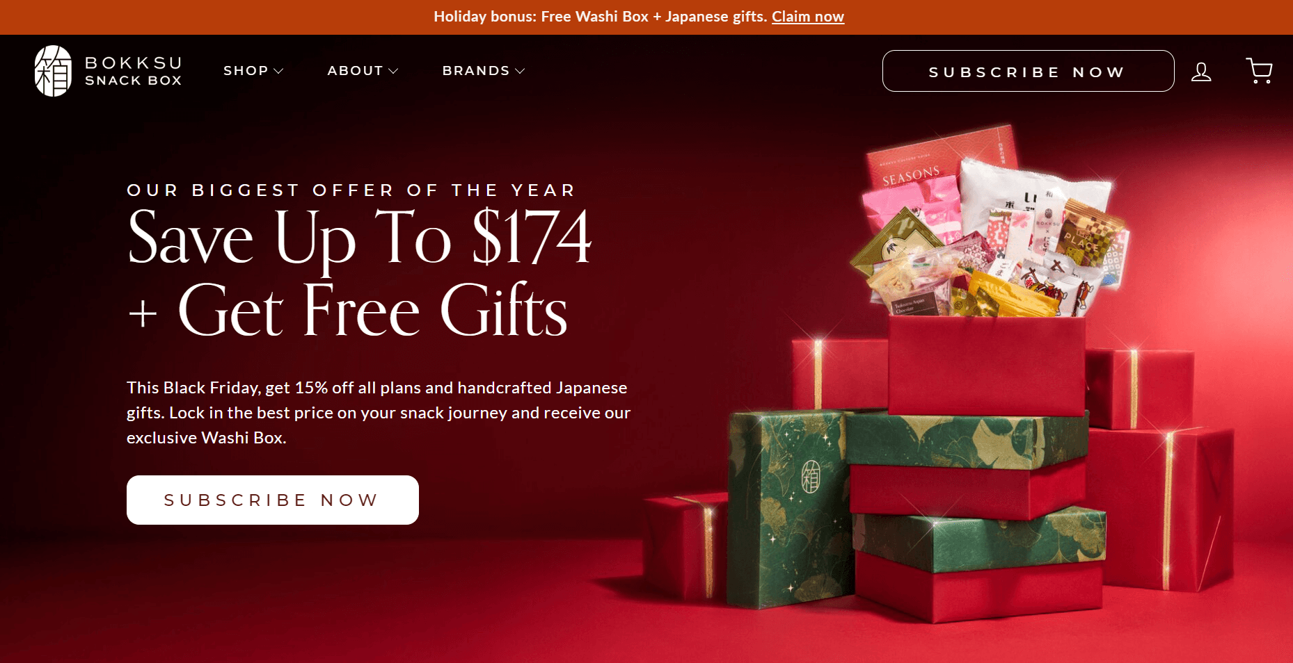 shopify subscription box business' Bokksu home page