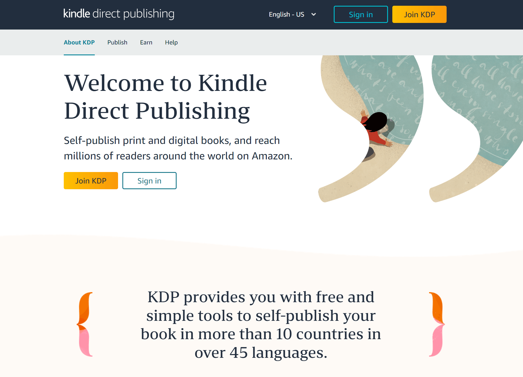 book dropshipping: amazon KDP home page