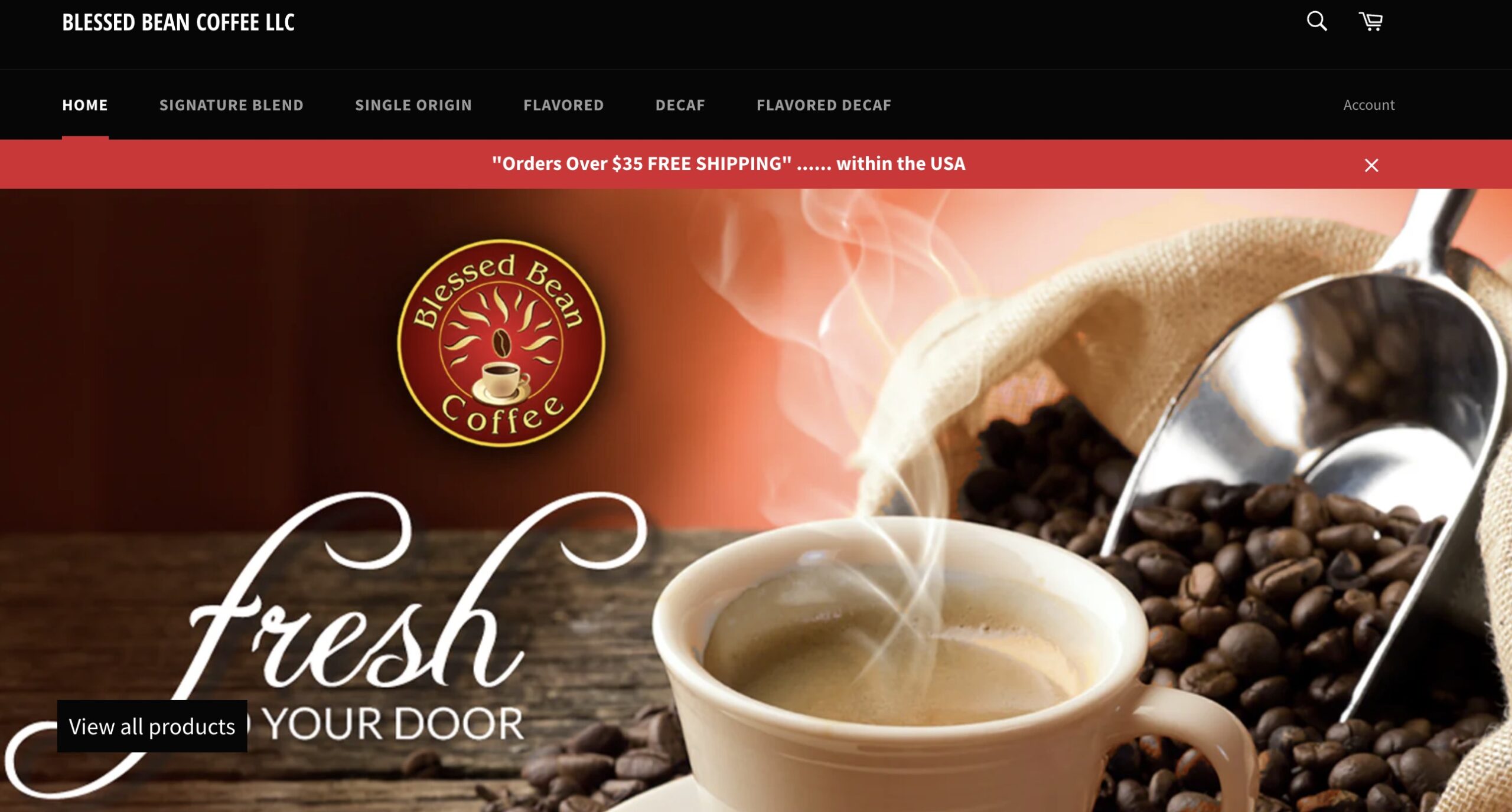 dropship coffee: blessed bean coffee LLC home page