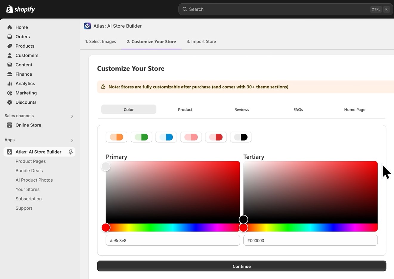 Customize store theme