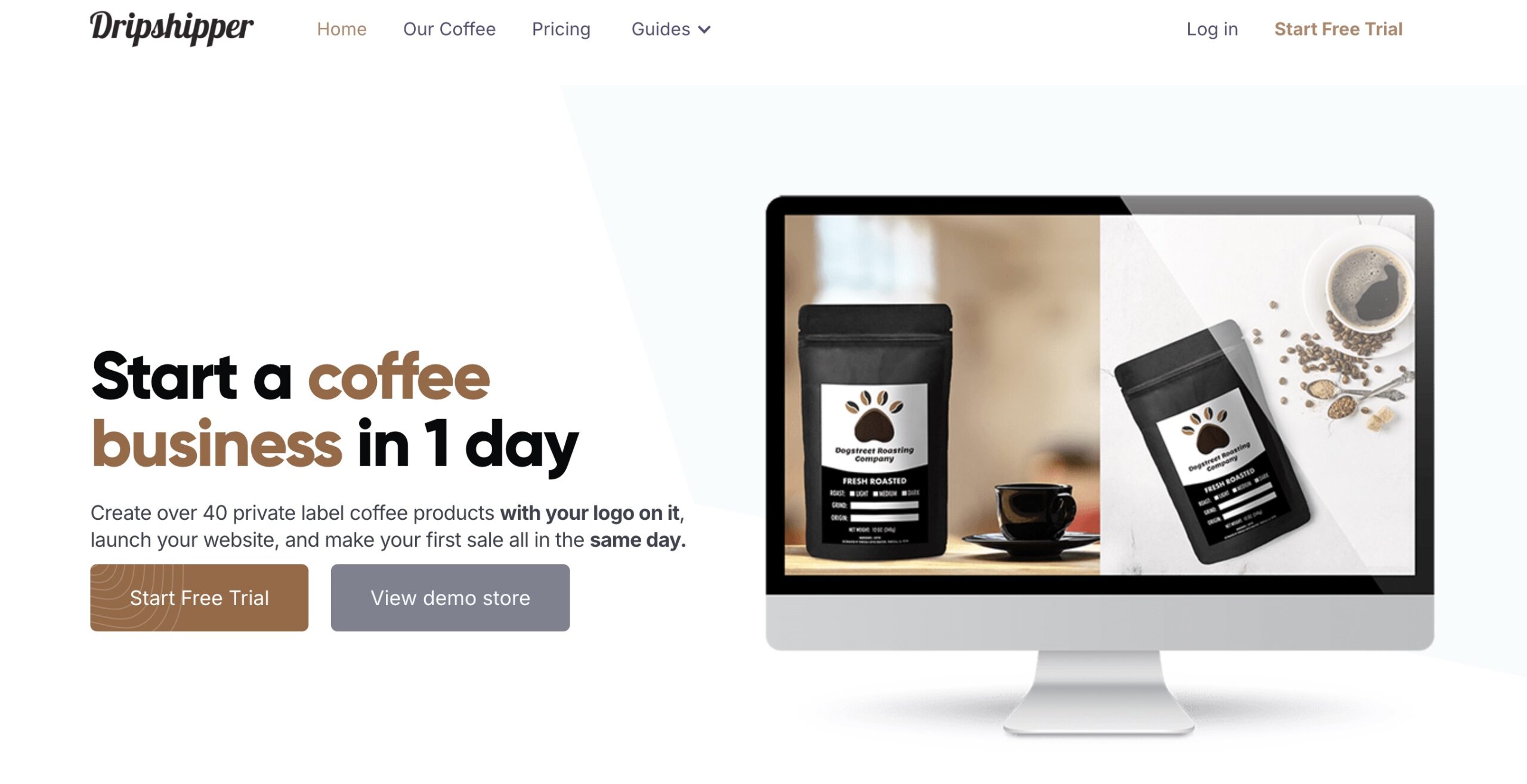 dropship coffee: dripshipper home page view