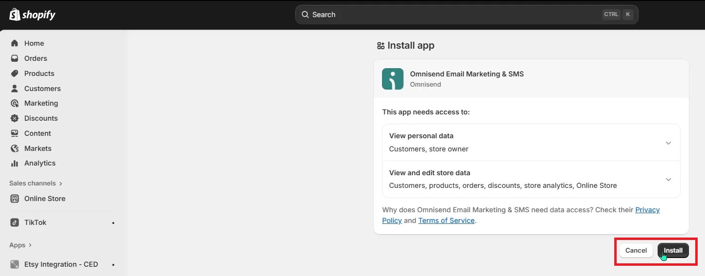 Installing Omnisend on Shopify