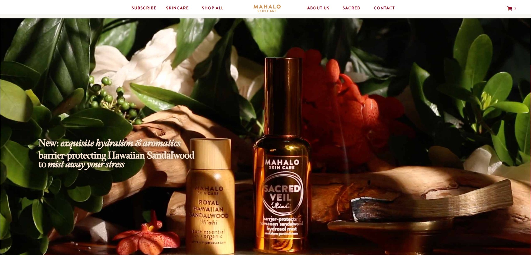 woocommerce examples: mahalo skincare home page