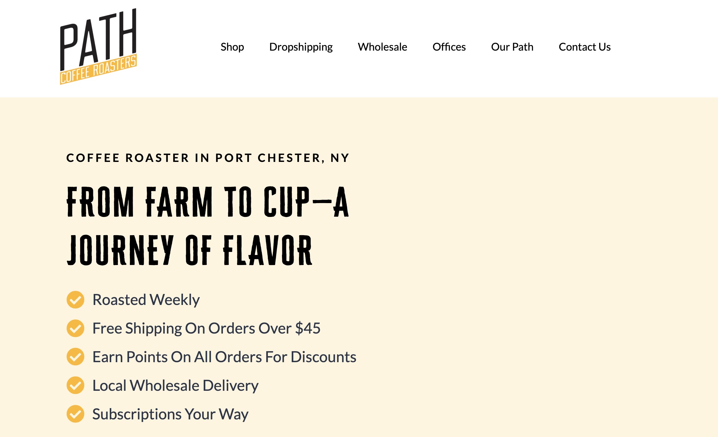 dropship coffee: path coffee roasters home page