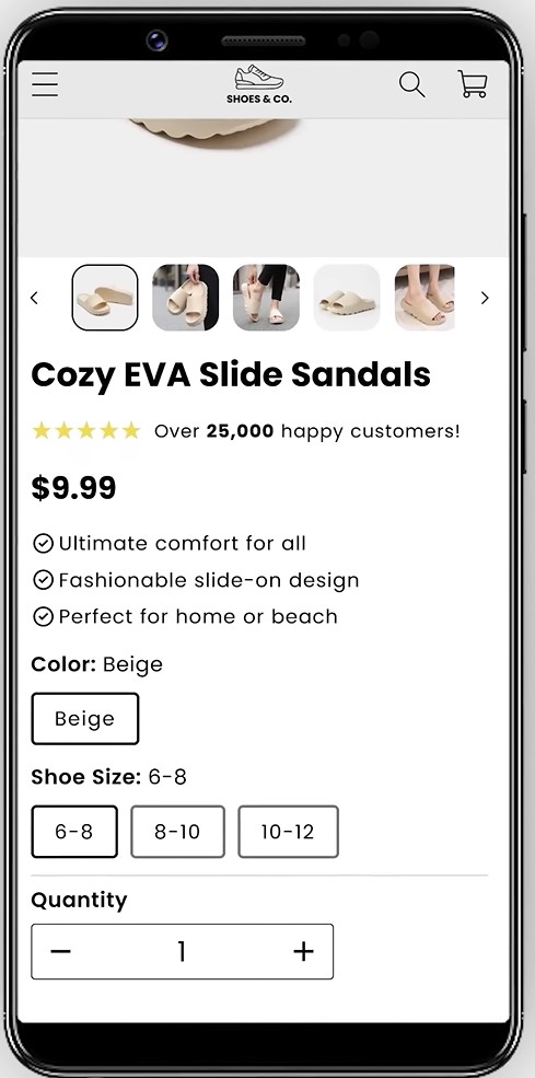 Product listing page