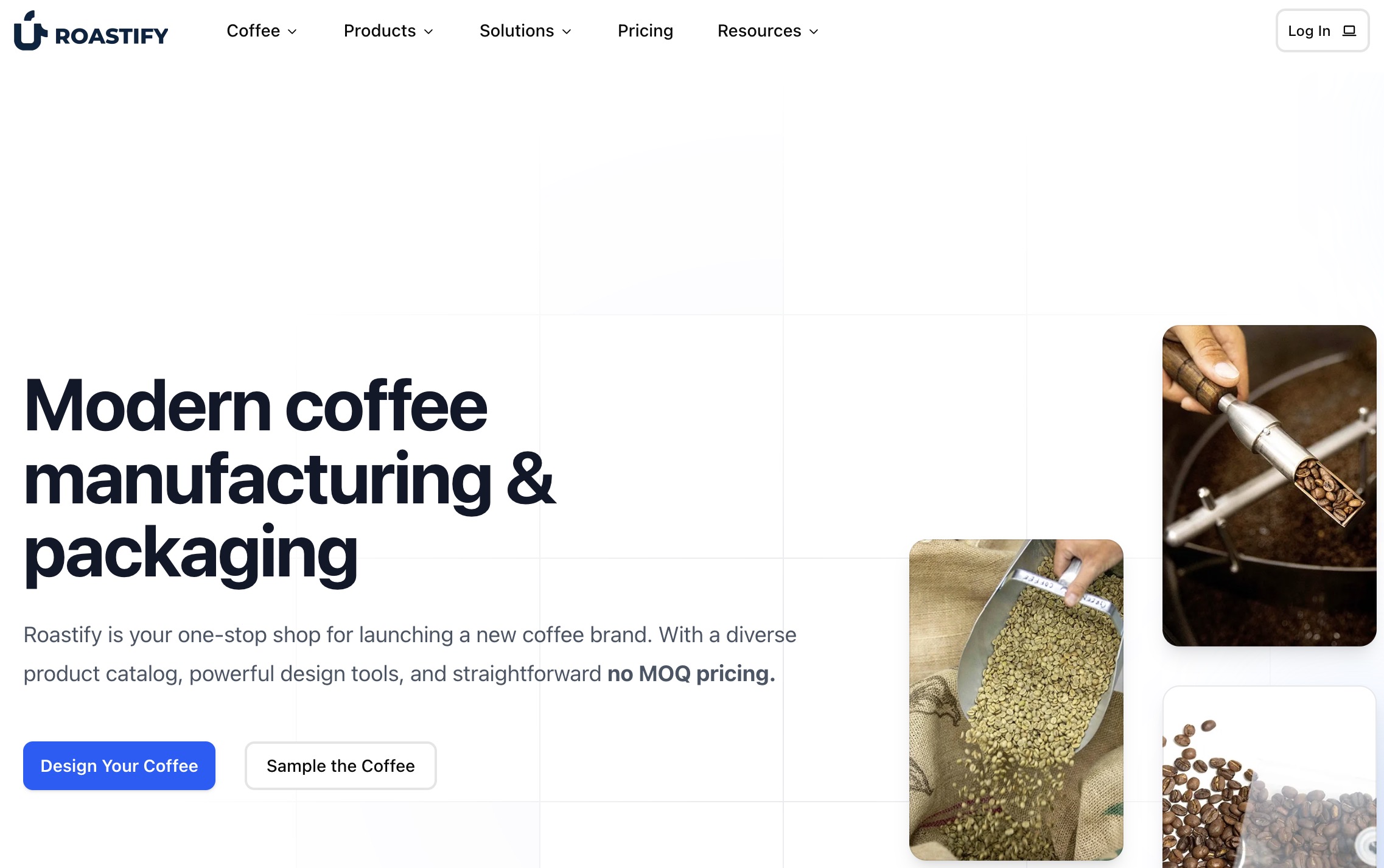 dropship coffee: roastify website's home page