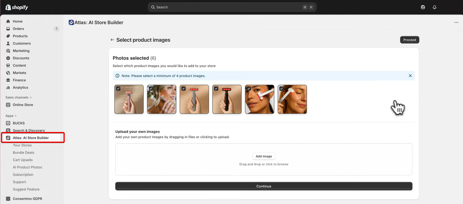 Atlas AI store builder