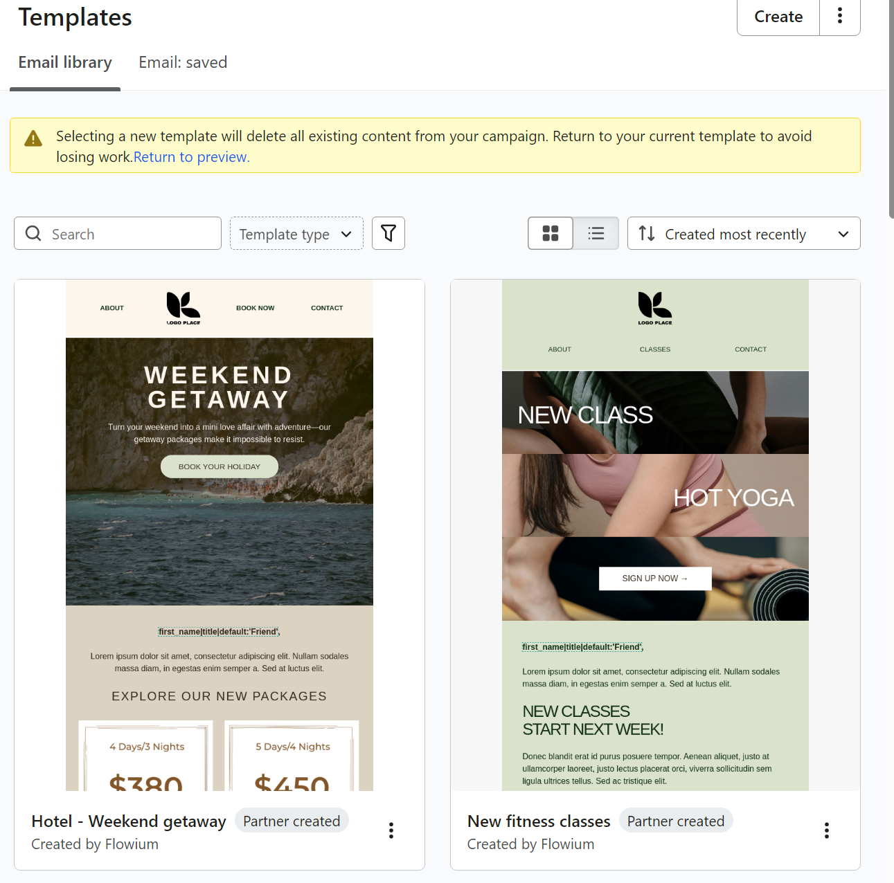 klaviyo email library