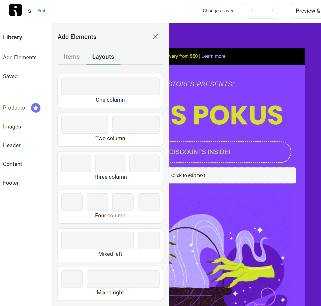 omnisend email builder layouts