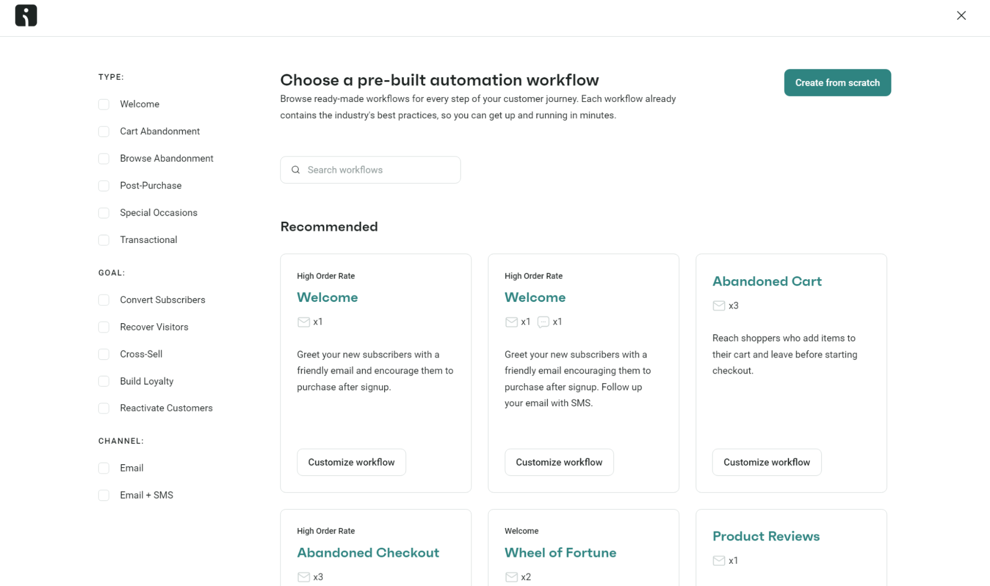 omnisend prebuilt automations