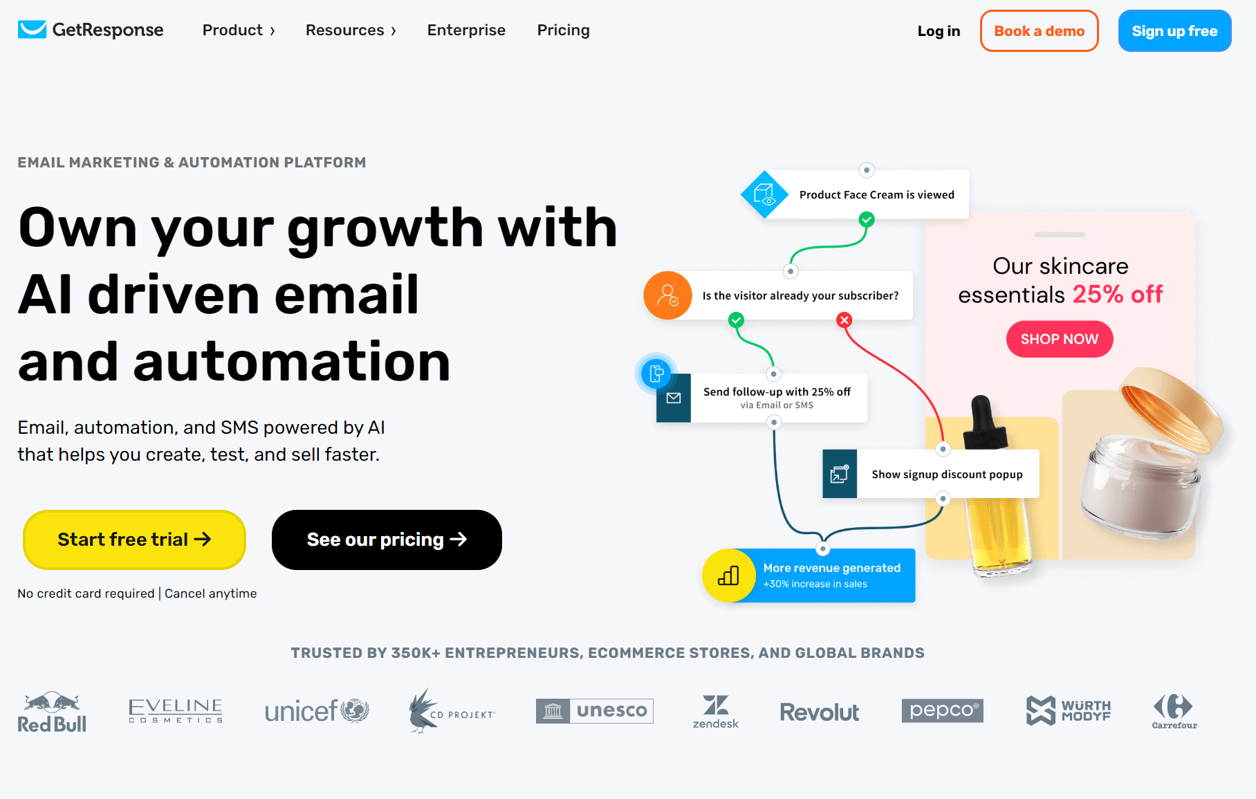 Cheap email marketing: GetResponse home page