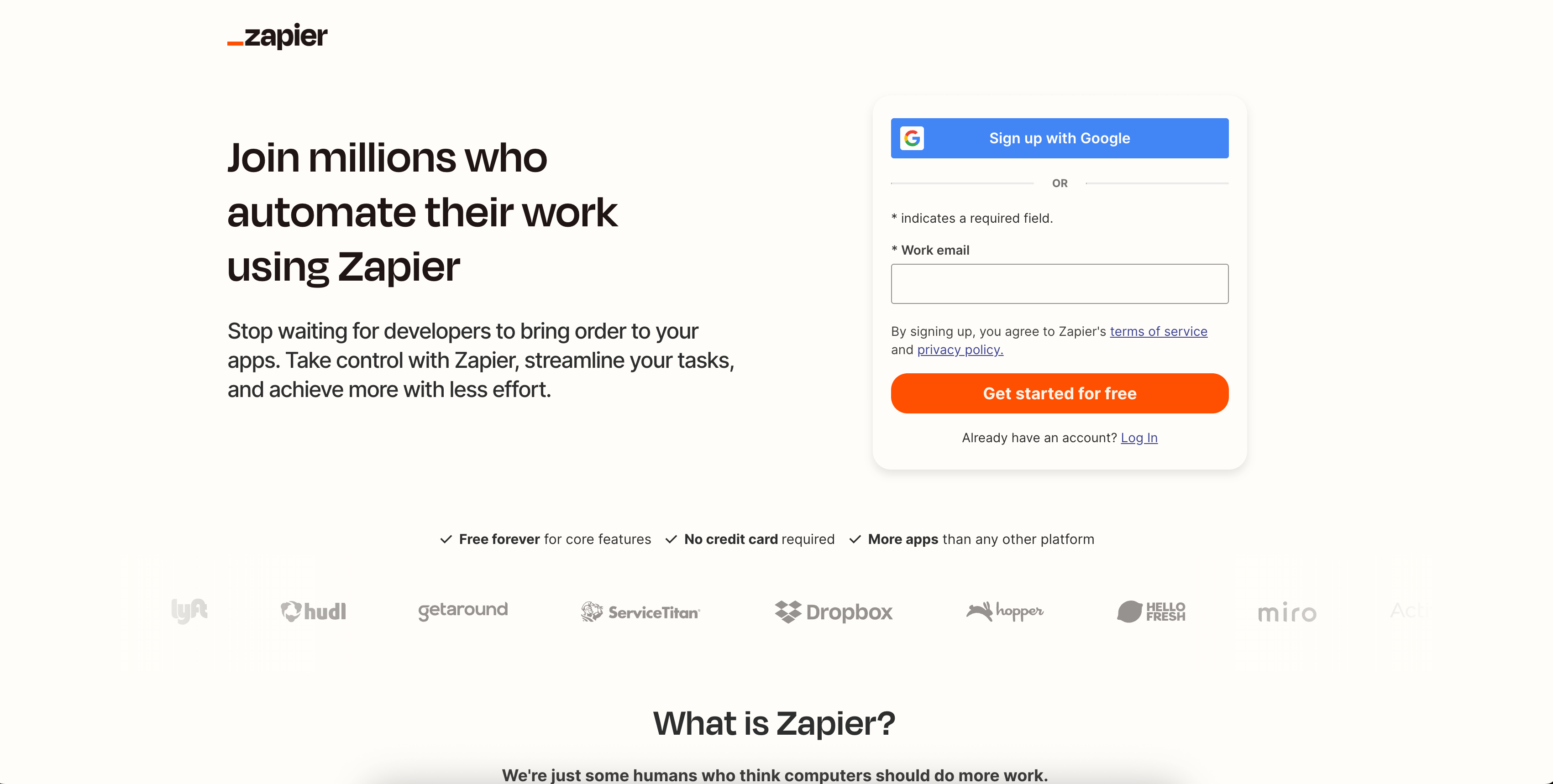 Omnisend integrations: zapier home page
