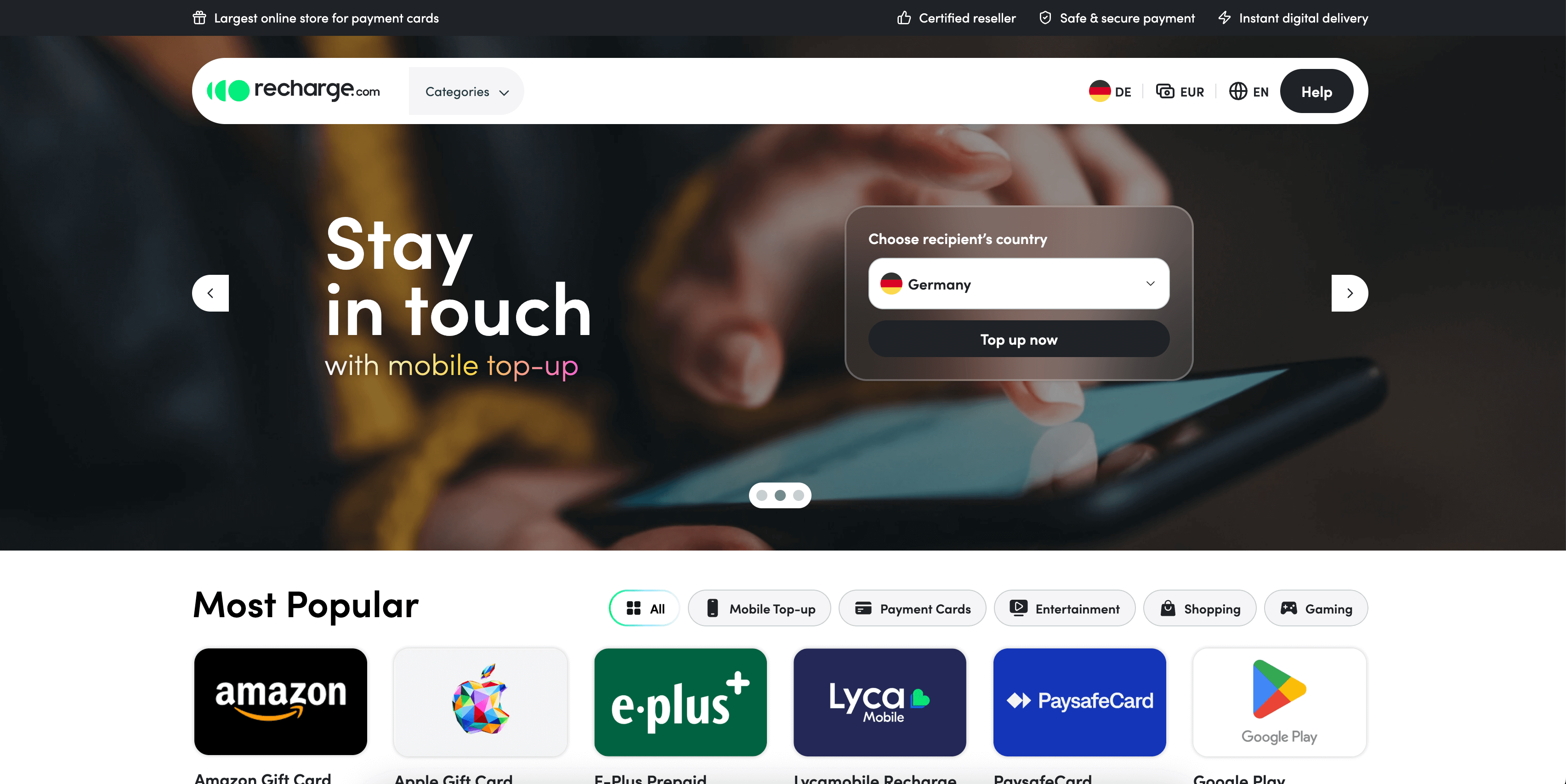 Omnisend integrations: recharge home page
