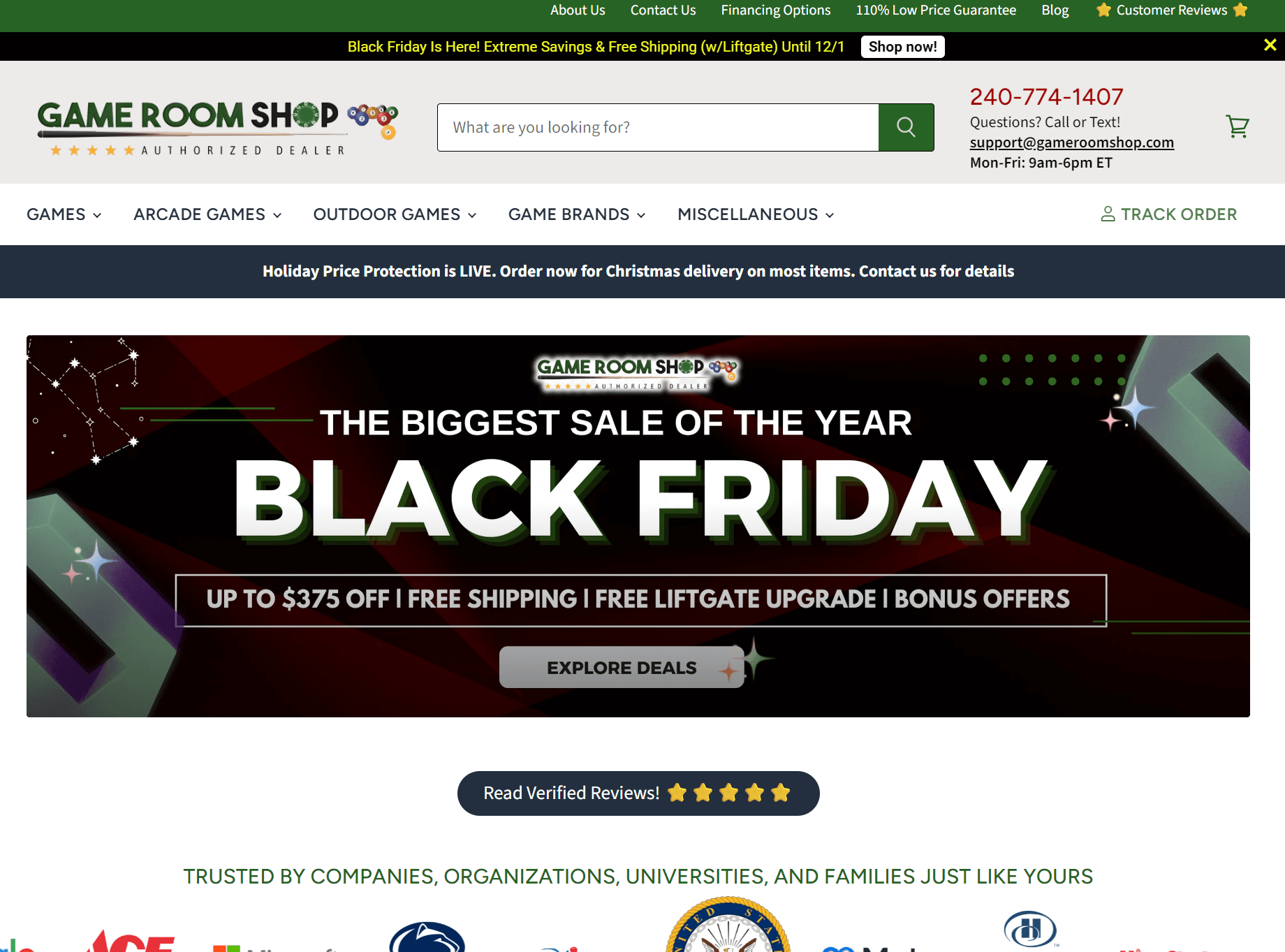 game room shop home page