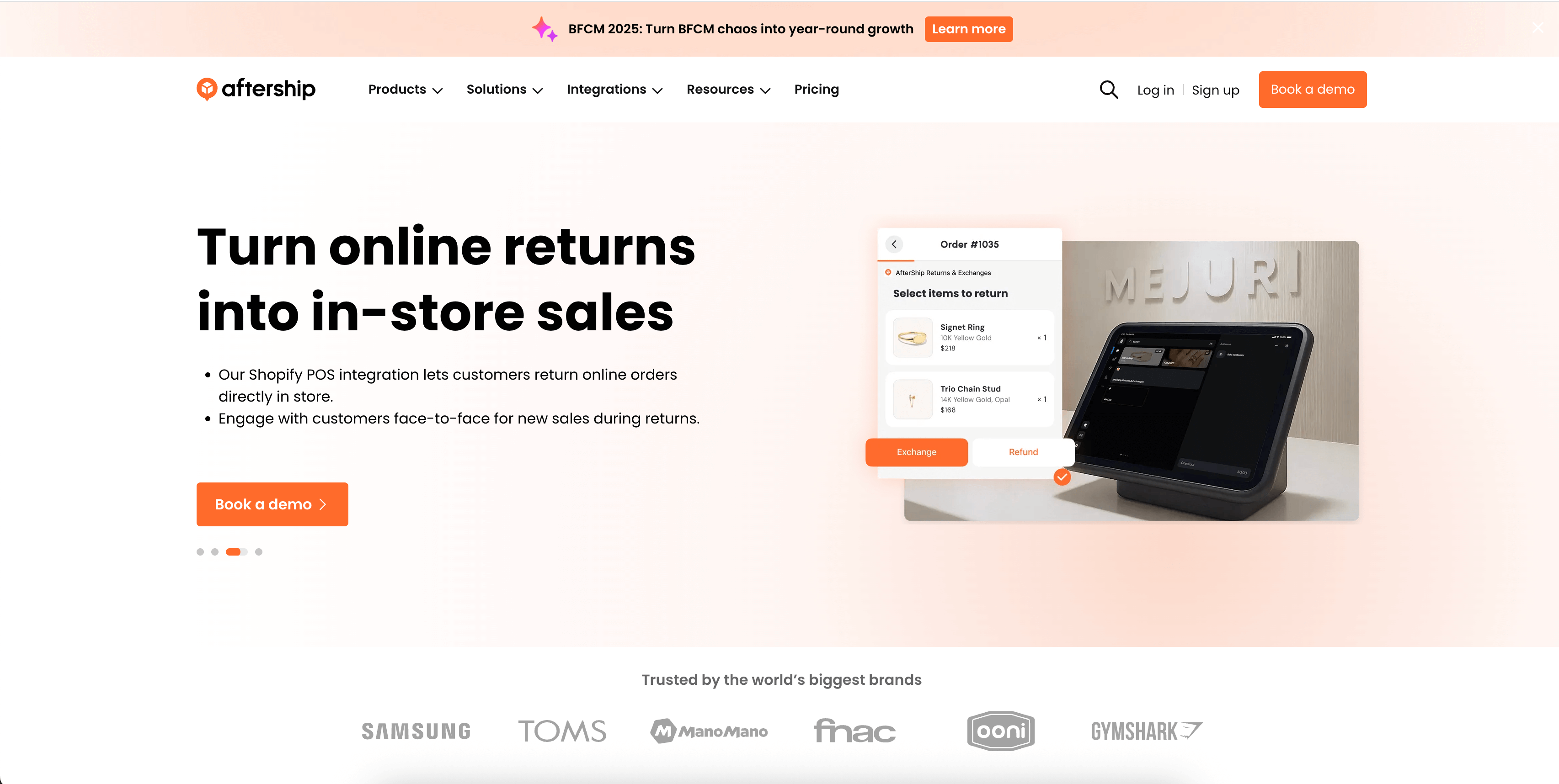 Omnisend integrations: aftership home page