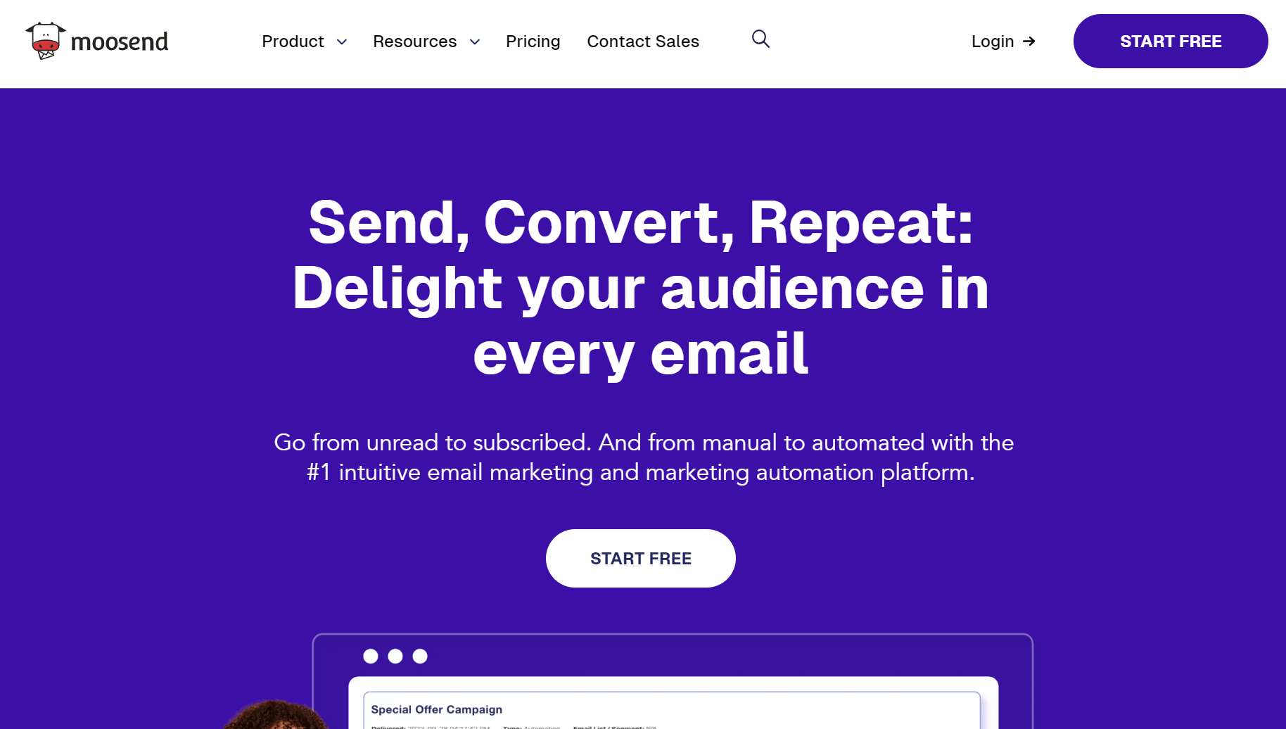 Cheap email marketing: Moosend home page