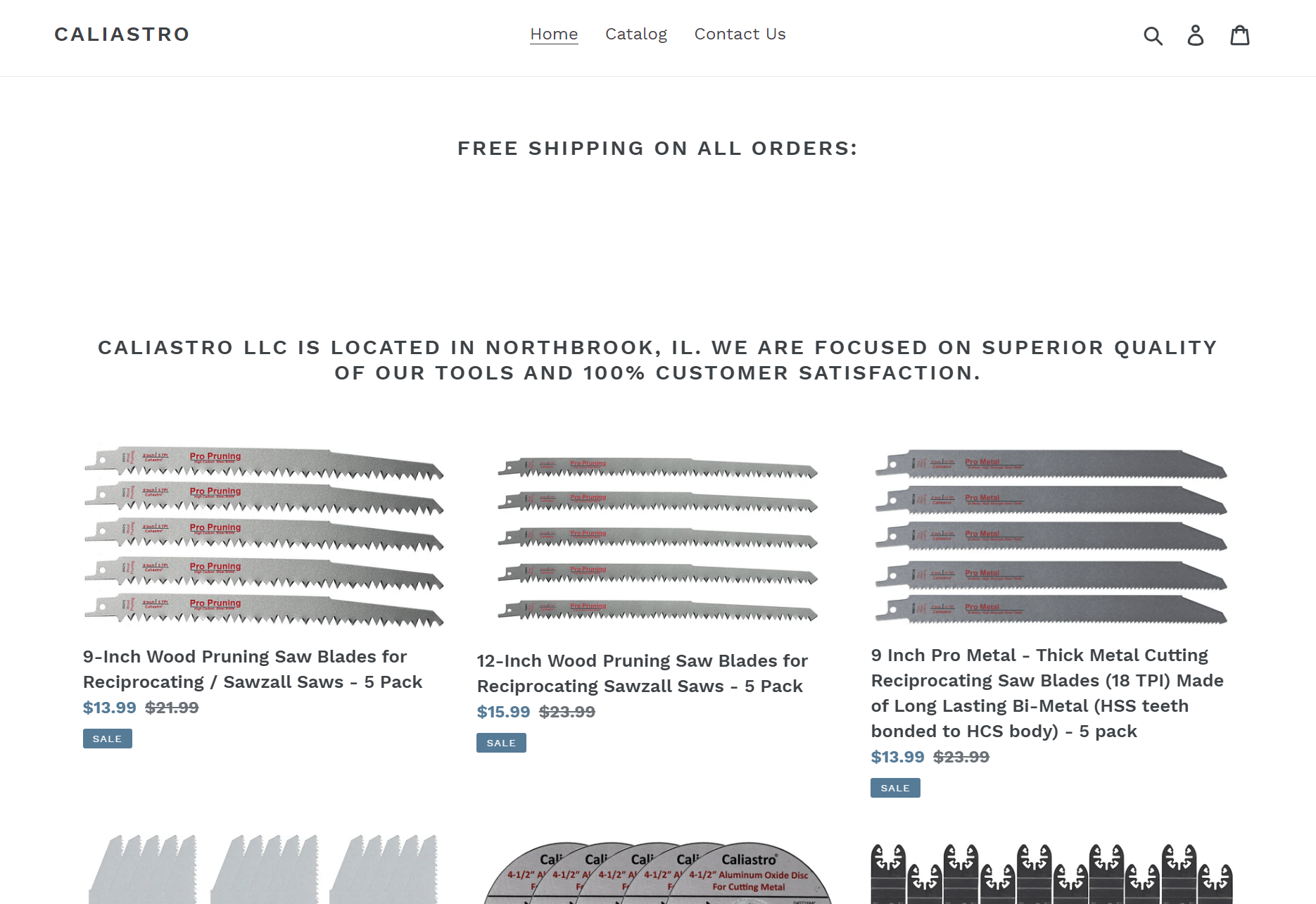 Caliastro saw blade packs displayed for pruning, wood cutting, and metal cutting tools