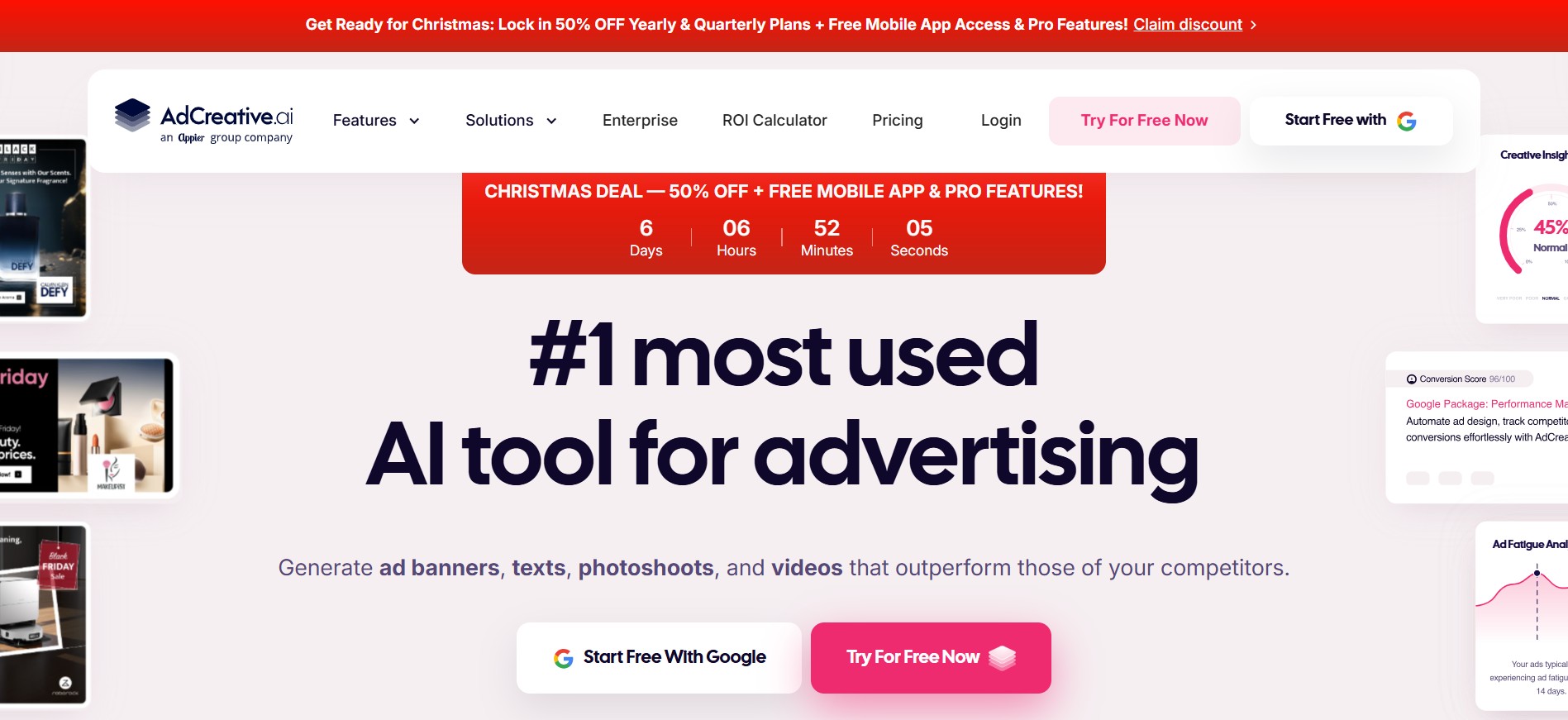 AI tools for dropshipping: AdCreative.ai home page