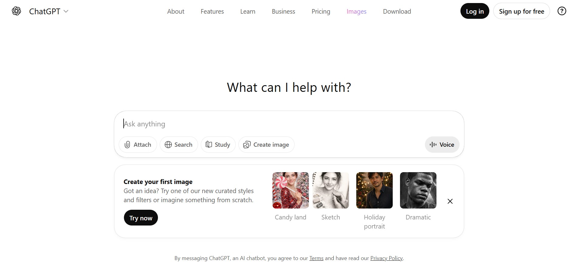 AI tools for dropshipping: ChatGPT home page