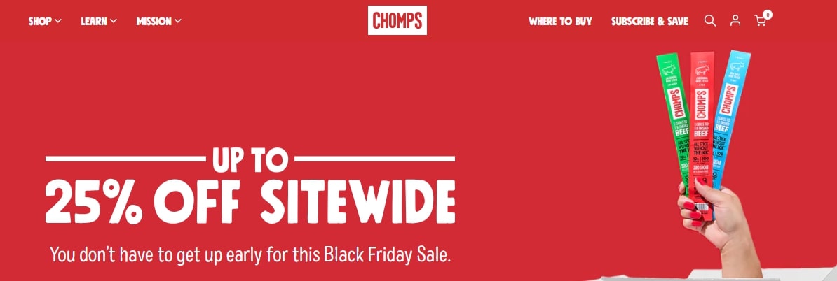 shopify food and beverage stores: Chomps Home Page