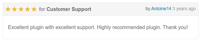 codecanyon review saying it's an excellent plugin with excellent support.