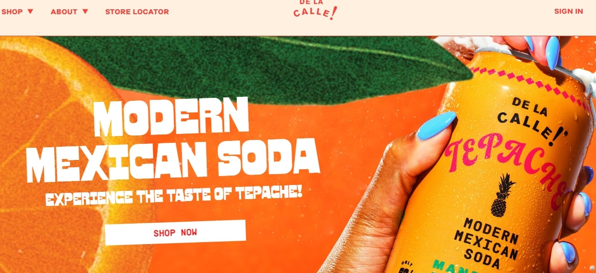 shopify food and beverage stores: Dela Calle Home Page