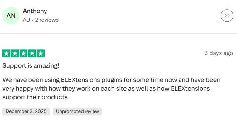 elex review with the headline "support is amazing"