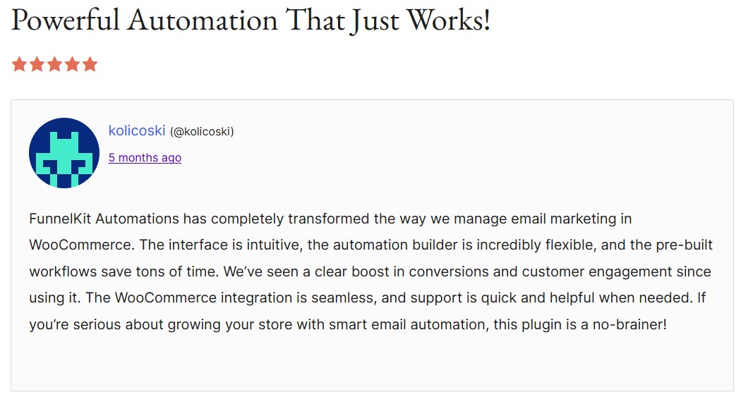 funnelkit review with the headline "powerful automation that just works"