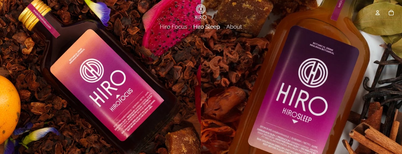 shopify food and beverage stores: Hiro Drinks Home Page