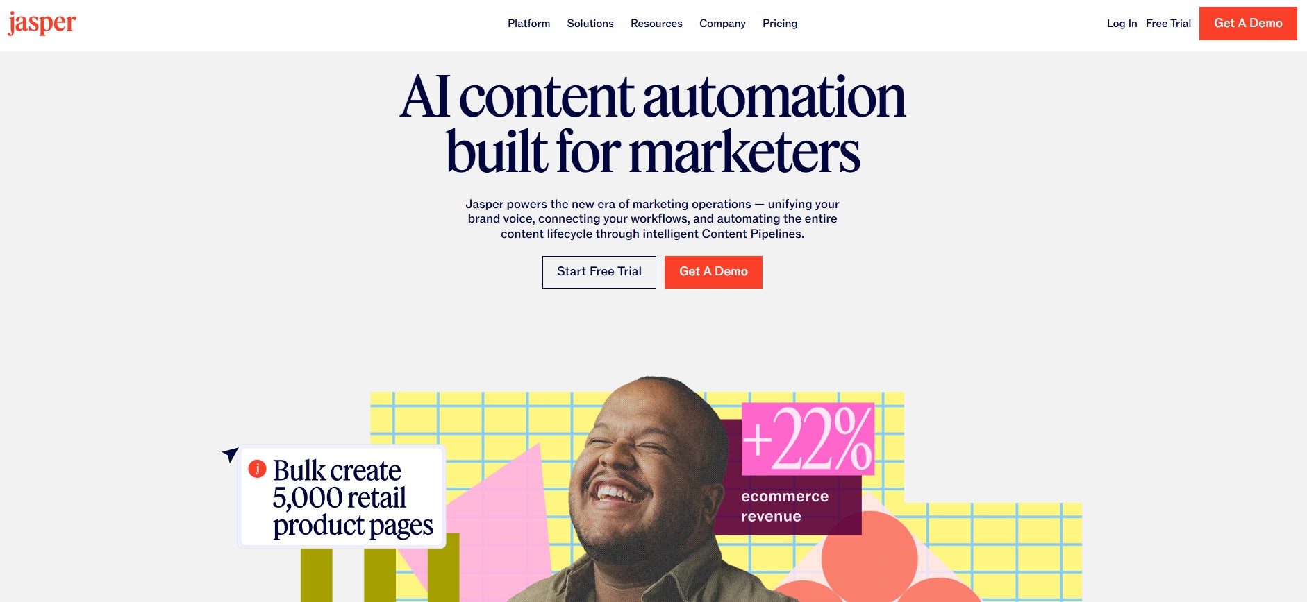 AI tools for dropshipping: Jasper.ai home page