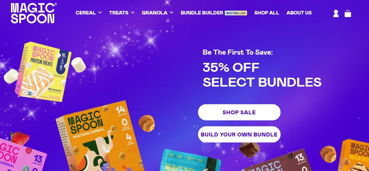 shopify food and beverage stores: Magic Spoon Home Page