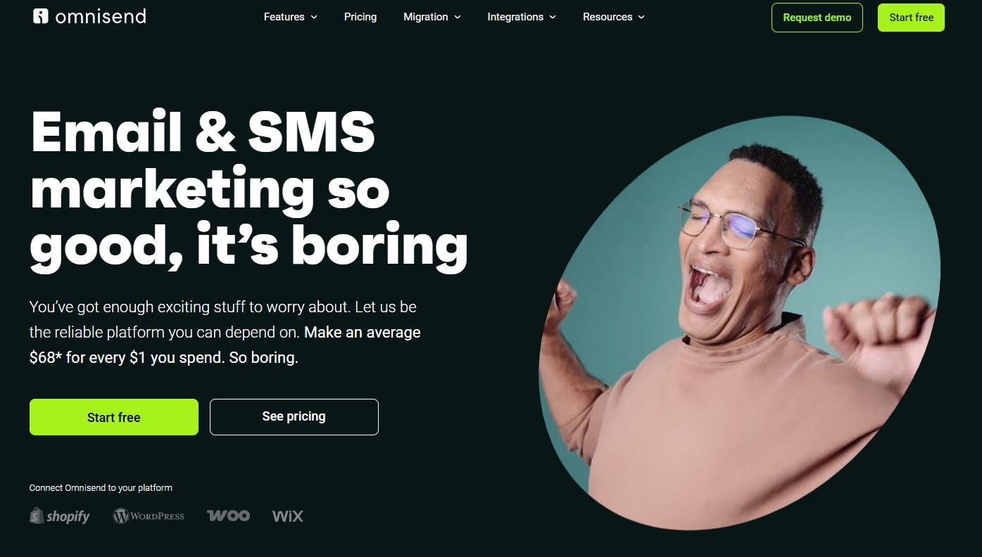 AI tools for dropshipping: Omnisend home page