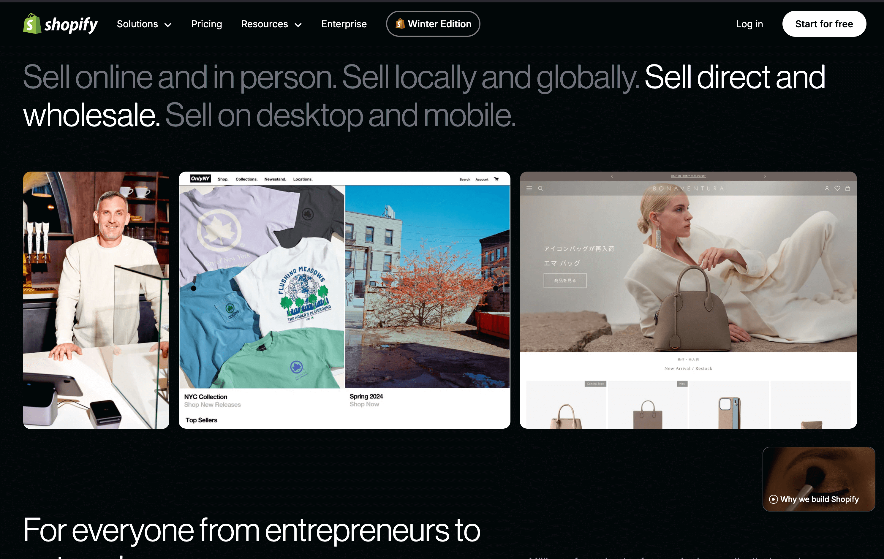 Dropship fulfillment: Shopify home page