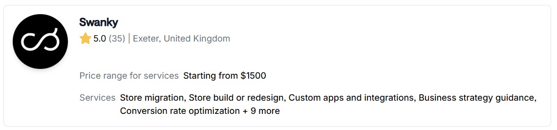 shopify development services:  Swanky