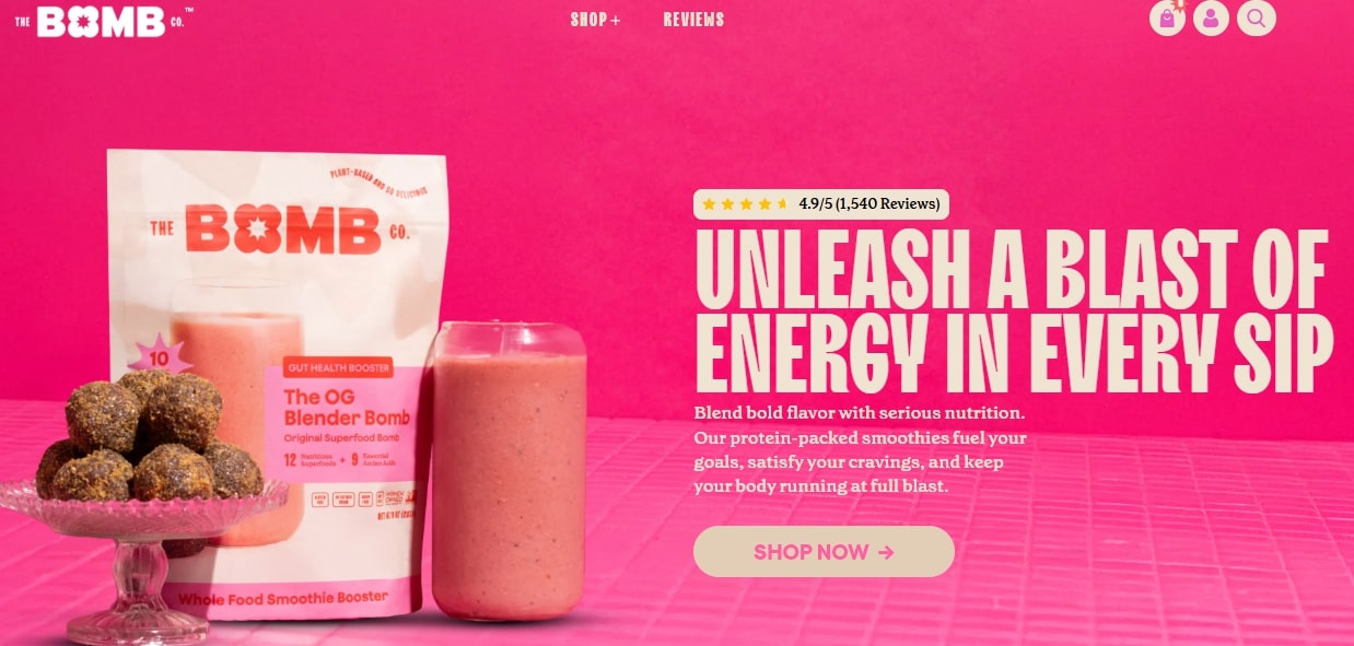 shopify food and beverage stores: The Bomb Home Page
