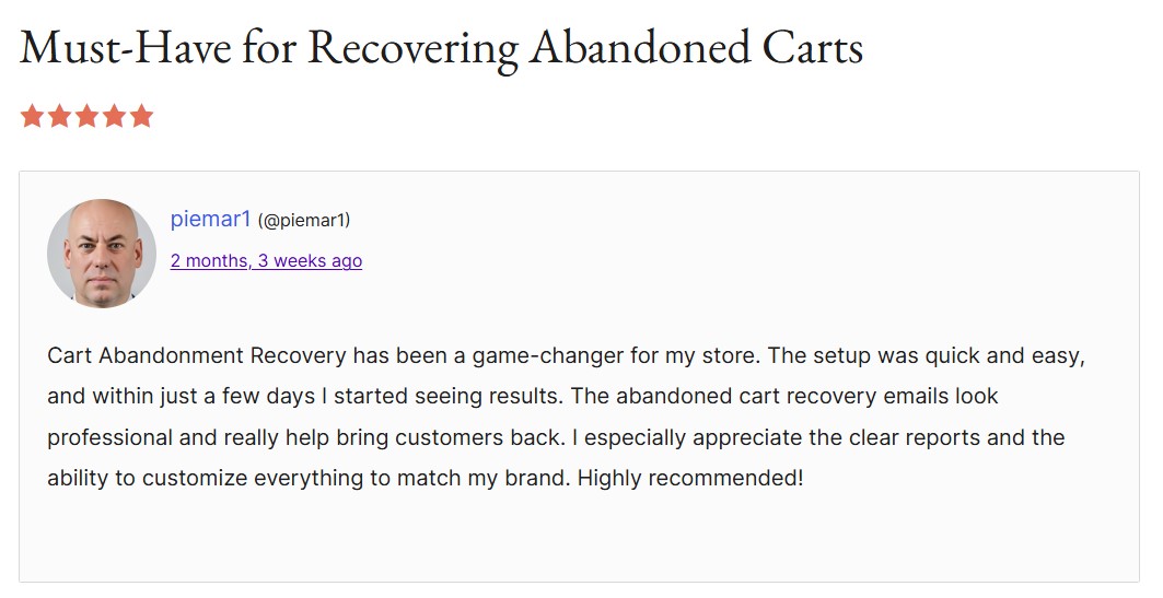 WooCommerrce abandoned cart plugins: CartFlows review with the headline "must-have for recovering abandoned carts"