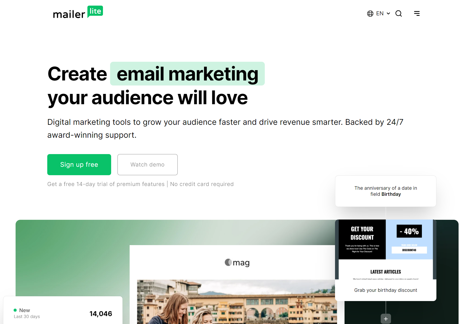 Omnisend vs MailerLite: MailerLite home page