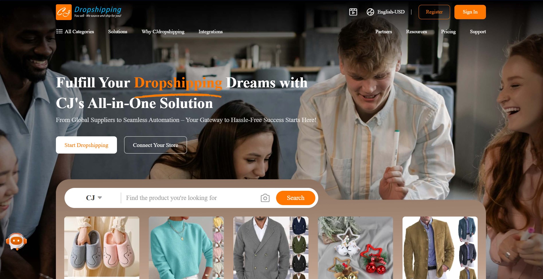 Amazon dropshipping suppliers: CJDropshippinh home page