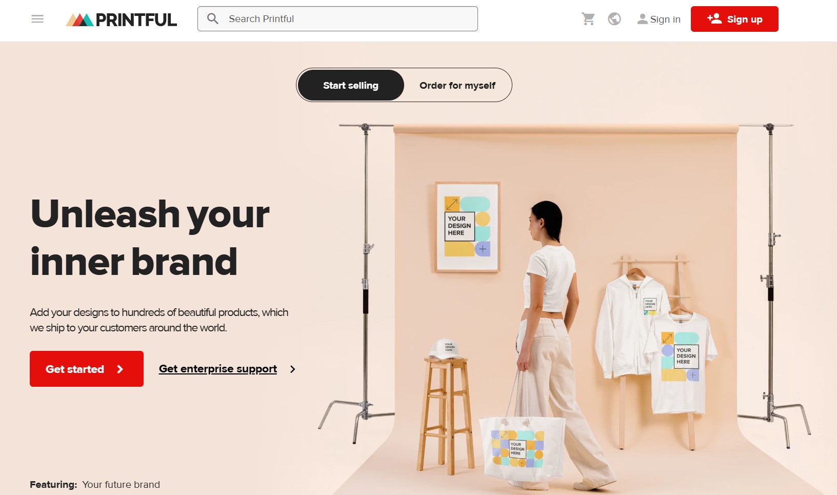 Amazon dropshipping suppliers: Printful home page