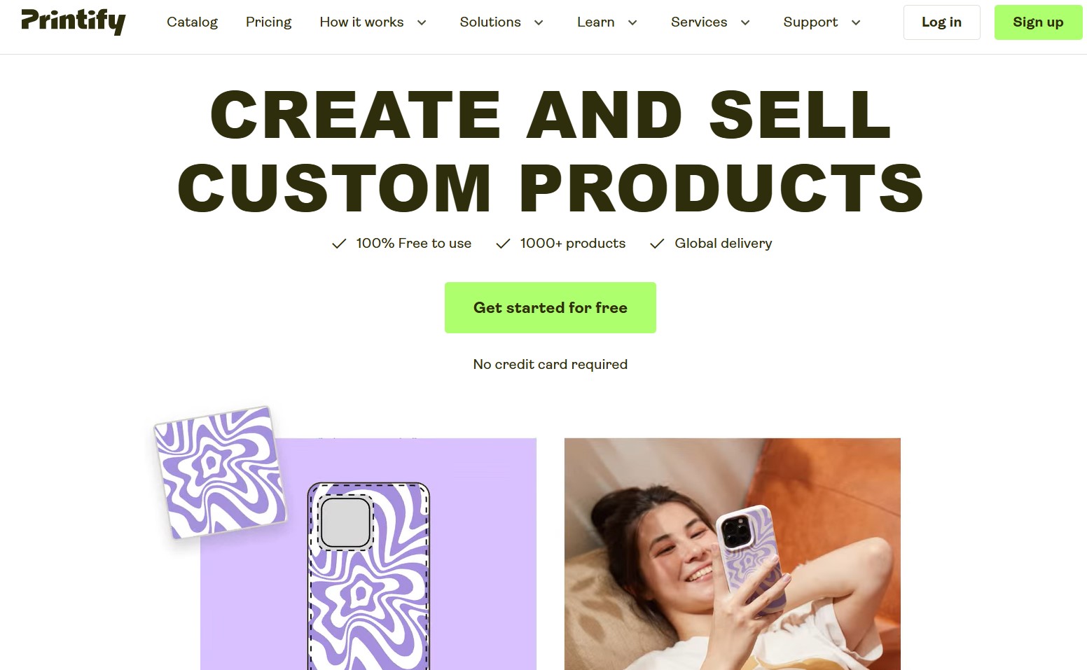 Amazon dropshipping suppliers: Printify home page