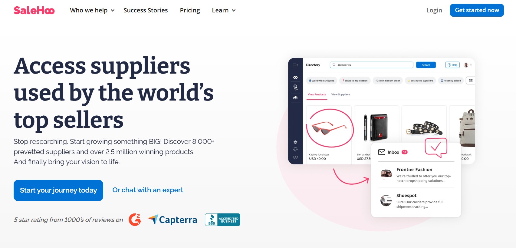 Amazon dropshipping suppliers: SaleHoo home page