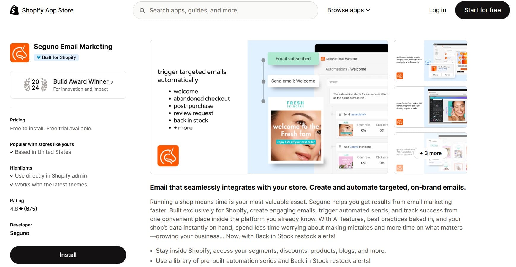 Best email marketing for Shopify: Seguno